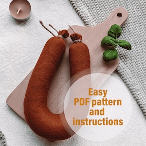 Craft Yummy Felt Smoked Salami – Easy PDF Pattern, Delicious Fun! Plush treat sewing pattern, felt food, Digital sewing pattern, DIY