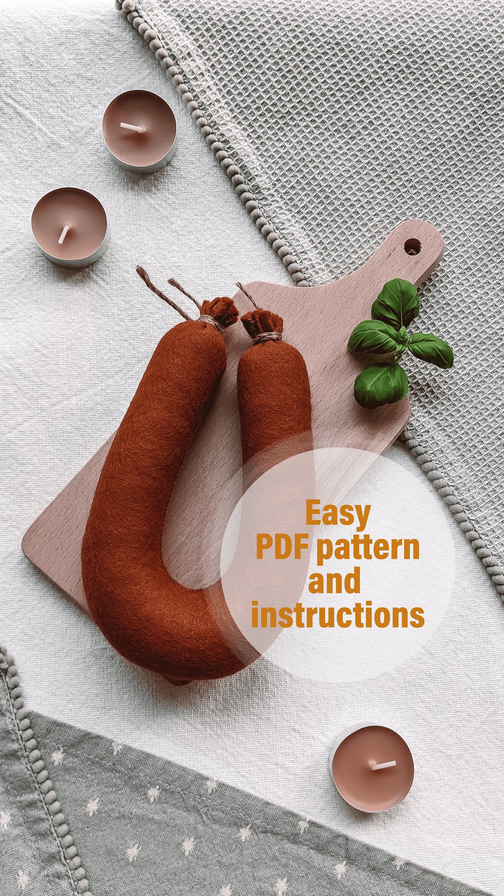 Craft Yummy Felt Smoked Salami – Easy PDF Pattern, Delicious Fun! Plush treat sewing pattern, felt food, Digital sewing pattern, DIY