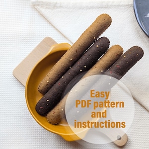 Craft a Playful Felt Italian Grissini – Easy PDF Pattern, Big Fun! Digital pattern, Plush treat sewing pattern, Play food pattern, DIY