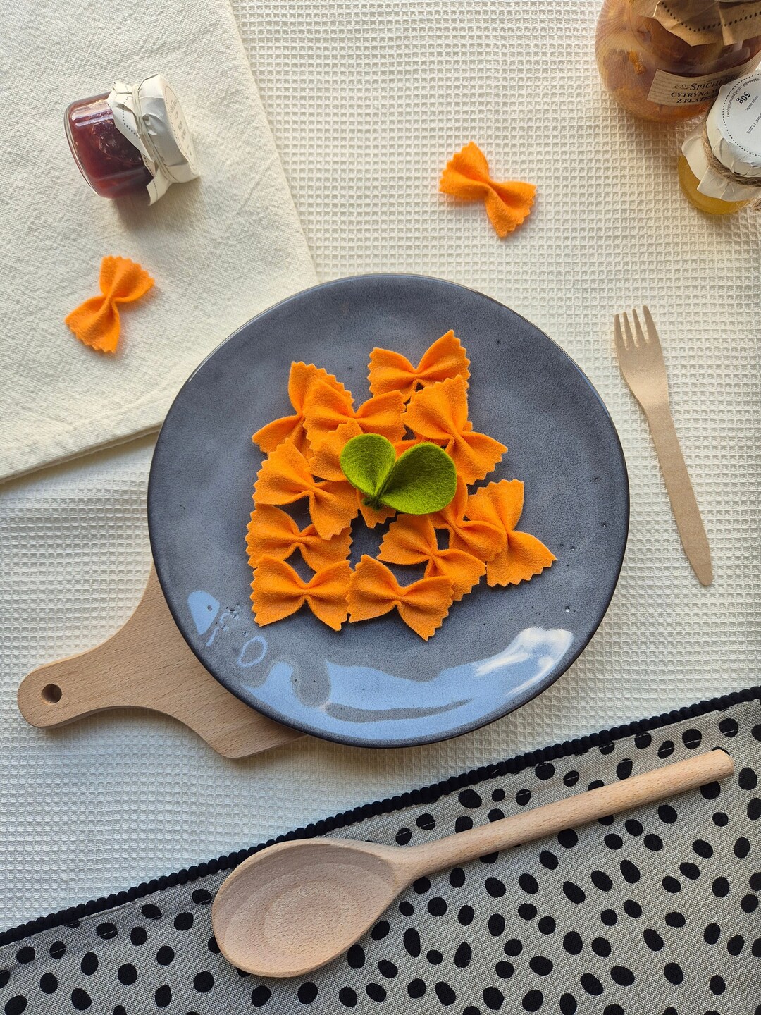 Picture Idea: Felt Bow Tie Pasta Set Pretend Play Italian Food