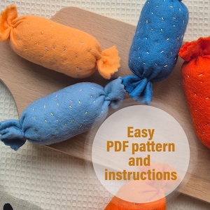 Craft Sweet & Colorful Felt Candies – Easy PDF Pattern, Big Fun! Sewing pattern, Plush treat sewing pattern, Play food pattern, Digital, DIY