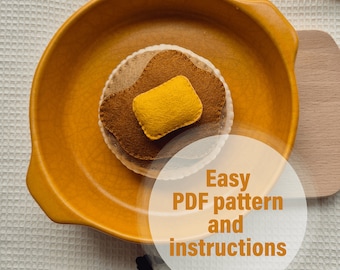 Craft Yummy Felt Classic Pancake – Easy PDF Pattern, Delicious Fun! Plush treat sewing pattern, felt food, Digital sewing pattern, DIY