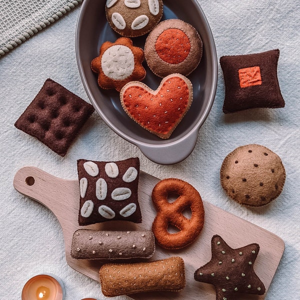 Deliciosas galletas de fieltro: ¡perfectas para cocinas, fiestas de té y más! Fingir jugar comida, educativo, restaurante, juego de imaginación, Montessori