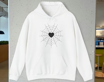 Sweat-shirt à capuche en toile d'araignée et coeurs d'araignée