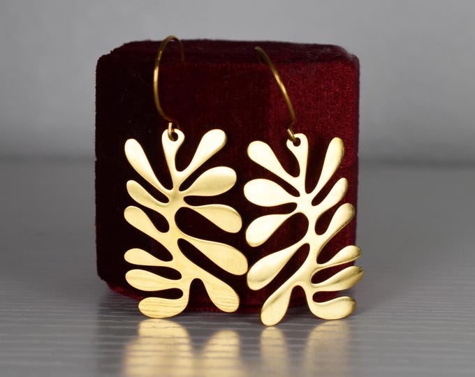 Matisse Inspired Gold or Silver Statement Earrings: Mid-Century Modern Art