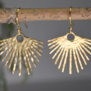 Hammered Brass and Gold Sunburst Earrings | Gold Sun Handmade Earrings | Sunshine Earrings | Gift for Her | Boho Earrings