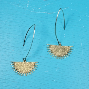 Sunshine Bronze Earrings | Hammered Bronze Sunburst Earrings | Gold Sun Earrings | Gold Celestial Earrings | Sun Rays Earrings