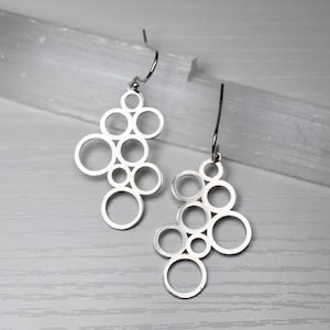 Silver or Gold Geometric Bubble Earrings: Modern Boho Style