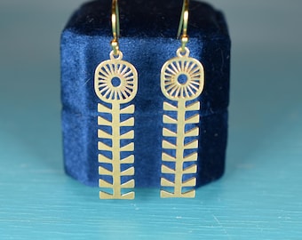 Mid Century Modern Flower Earrings: Cut Brass Scandinavian Style