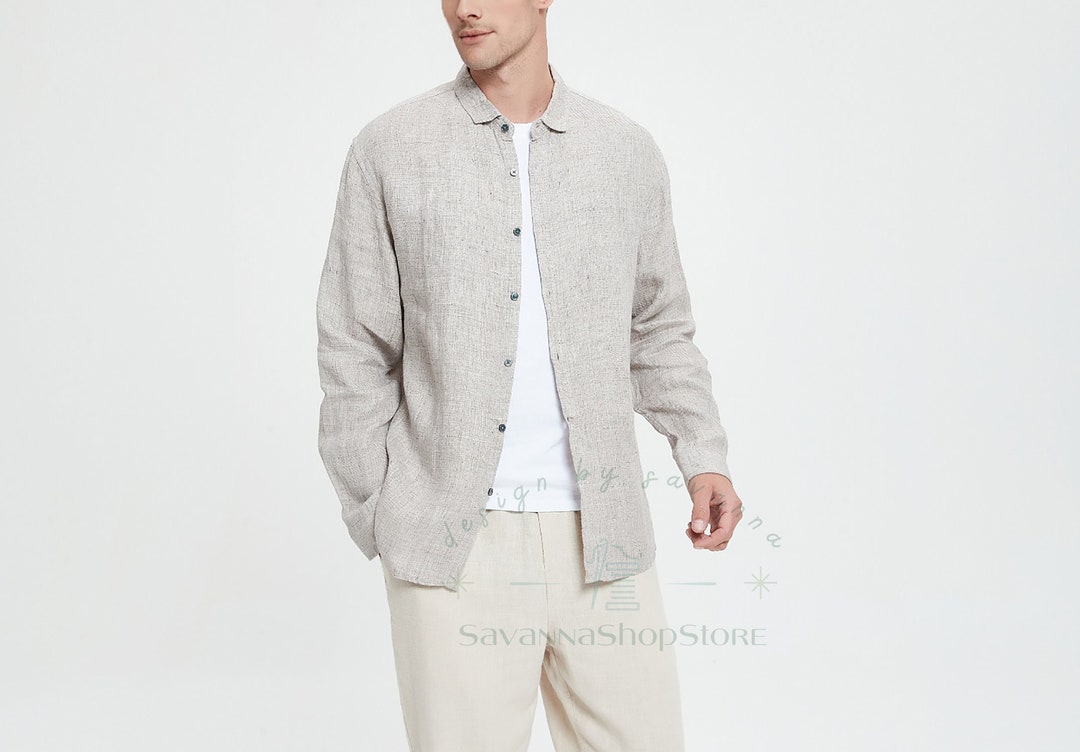 100% Men Linen Shirts Long Sleeve Handmade Shirts Causal - Etsy
