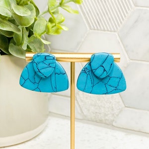 Turquoise Statement Stud Earrings | Handmade Earrings | Polymer Clay Earrings | Turquoise Studs