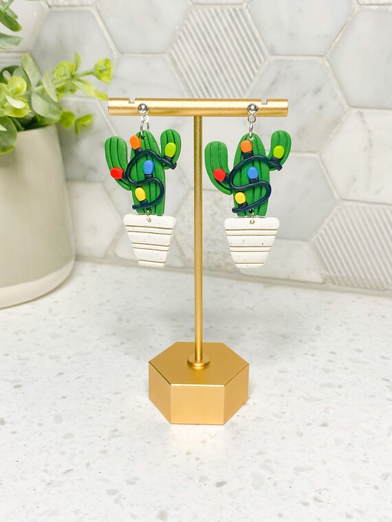 Christmas Green Cactus Earrings Christmas Green Cactus Earrings