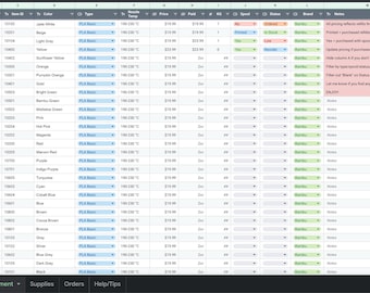The Ultimate 3D Printing Filament, Supply & Order Tracker (Google Sheets)