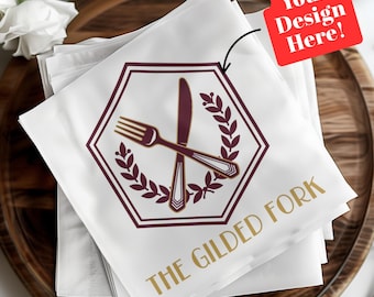 Custom Logo Napkins, Personalized Full Color Branded Napkins, Add Your Artwork for Weddings, Business Events, and Parties