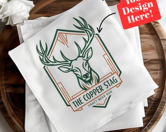 Custom Bar Napkins, Personalized Full Color Napkins, Add Your Artwork for Weddings, Business Events, and Parties