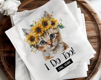 Custom Cat Cocktail Napkins, Personalized Cat Wedding Napkins, Custom Cat Portrait Napkins, Pet Lover Wedding Decor, Pet Cocktail Napkins