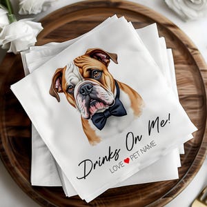 Custom Wedding Napkins, Cocktail Napkins, Personalized Wedding, Wedding Bar Napkins, Dog Wedding Napkins, Custom Pet Napkins, Pet Cocktail