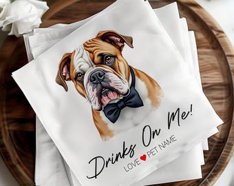 Servilletas de boda personalizadas, servilletas de cóctel, servilletas de boda personalizadas, servilletas de bar de boda, servilletas de boda para perros, servilletas personalizadas para mascotas, servilletas de cóctel para mascotas
