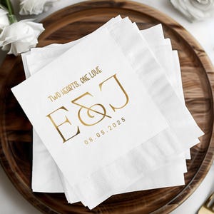 Custom Wedding Napkins, Personalized Monogram Napkins, Wedding Decor, Custom Initial Napkins, Foil Printed Wedding Celebration Napkins