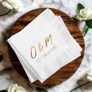 Personalized Wedding Napkins Custom Napkins Foil Napkins Wedding Favors Cocktail Napkins Bridal Shower Napkins, Custom Foil Napkins