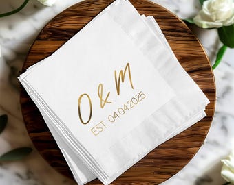 Personalized Wedding Napkins Custom Napkins Foil Napkins Wedding Favors Cocktail Napkins Bridal Shower Napkins, Custom Foil Napkins