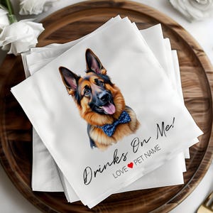 Custom Pet Napkins, Dog Wedding Napkins, Personalized Wedding Napkins, Bridal Shower Decor, Engagement Party Napkins, Wedding Favors