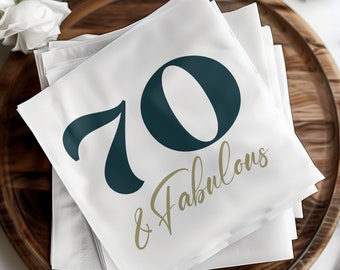 Custom Birthday Napkins, Custom Cocktail Napkins, Birthday Party Napkins, Milestone Birthday Decor, Elegant Party Supplies, 70th Birthday