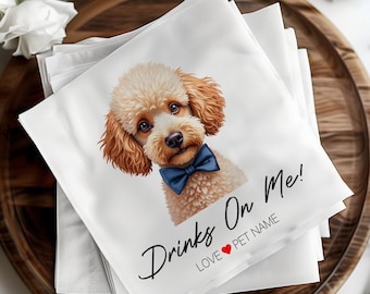 Servilletas de boda para perros personalizadas, servilletas de cóctel para mascotas personalizadas, servilletas de bar para bodas, regalos de boda para perros, decoración de despedida de soltera