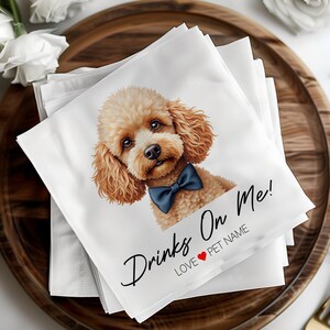 Custom Wedding Napkins, Dog Wedding Napkins, Personalized Pet Cocktail Napkins, Bridal Shower Decor, Wedding Bar Napkins, Engagement Party