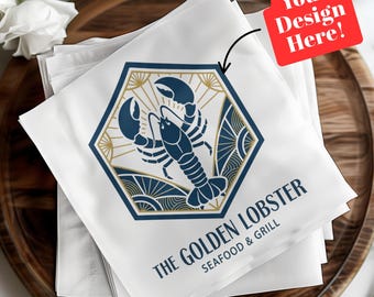 Custom Logo Napkins, Personalized Full Color Restaurant Napkins, Add Your Artwork for Weddings, Business Events, and Parties
