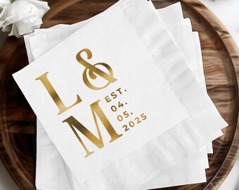 Custom Wedding Napkins Personalized Napkins Foil Napkins Wedding Decor Gold Foil Napkins Wedding Decorations Party Napkins