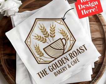 Custom Napkins with Business Logo, Corporate Event Napkins, Full Color Branded Promotional Beverage Napkins for Trade Shows & Parties
