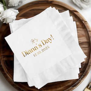 Custom Birthday Napkins, Foil Stamped Cocktail Napkins, Personalized Birthday Decor, Custom Beverage Napkins, Party Decorations