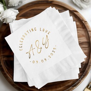 Custom Wedding Napkins, Personalized Napkins, Foil Napkins, Wedding Decor, Wedding Favors, Engagement Napkins, Monogram Napkins, Party