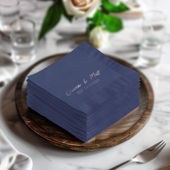 Personalisierte Hochzeit Servietten Benutzerdefinierte Anfangsmonogramm Cocktails Brautparty Servietten Getränke Hochzeit Gefälligkeiten Folie Günstige Servietten