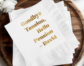 Custom Retirement Napkins, Retirement Gifts, Retirement Celebration, Personalized Napkins, Retirement Decor, Foil Napkins, Custom Napkins