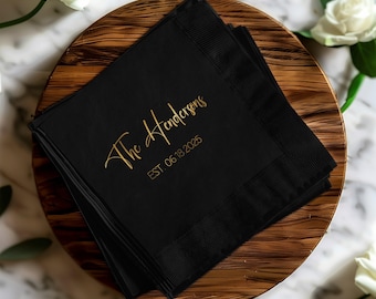 Kundenspezifische Hochzeits-Servietten personalisiert, Monogramm Initial-Servietten, bedruckte Servietten Hochzeit Gefälligkeiten, Brautparty-Cocktail-Servietten