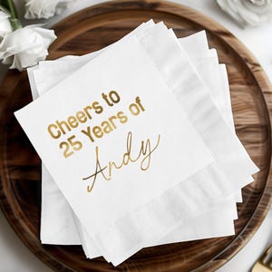 Custom Birthday Napkins, Personalized Foil Stamped Napkins, Cocktail Napkins for Birthday Party, Beverage Napkins, Birthday Decor