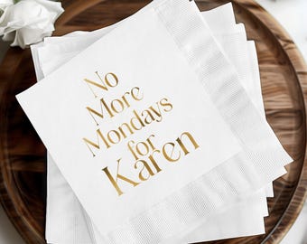 Custom Retirement Napkins, Personalized Retirement Party Napkins, Foil Printed Napkins, Retirement Celebration Decor, Cocktail Napkins