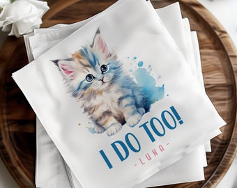 Custom Cat Cocktail Napkins, Personalized Cat Wedding Napkins, Custom Cat Portrait Napkins, Pet Lover Wedding Decor, Pet Cocktail Napkins