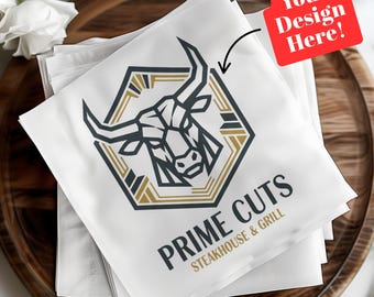 Your Logo Here Custom Napkins, Full Color Printed with Your Artwork or Design, Personalized Cocktail Napkins for Any Event, Party, Brand