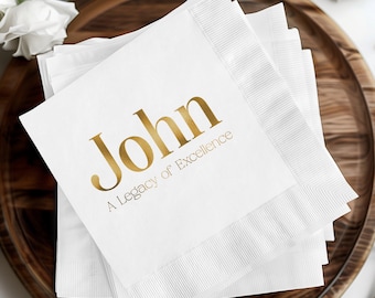 Custom Retirement Napkins, Retirement Gifts, Retirement Celebration Decor, Personalized Foil Napkins, Retirement Party Favors, Custom