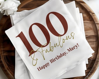Custom Birthday Napkins, Fabulous Cocktail Napkins, Birthday Party Napkins, Milestone Birthday Decor, Elegant Party Supplies