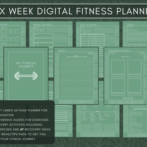 Digital Fitness Planner - Green (Formatted for GoodNotes and other note taking apps)