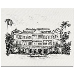 Raffles Hotel Singapore Print on Museum-Quality Matte Paper Poster - Un-framed