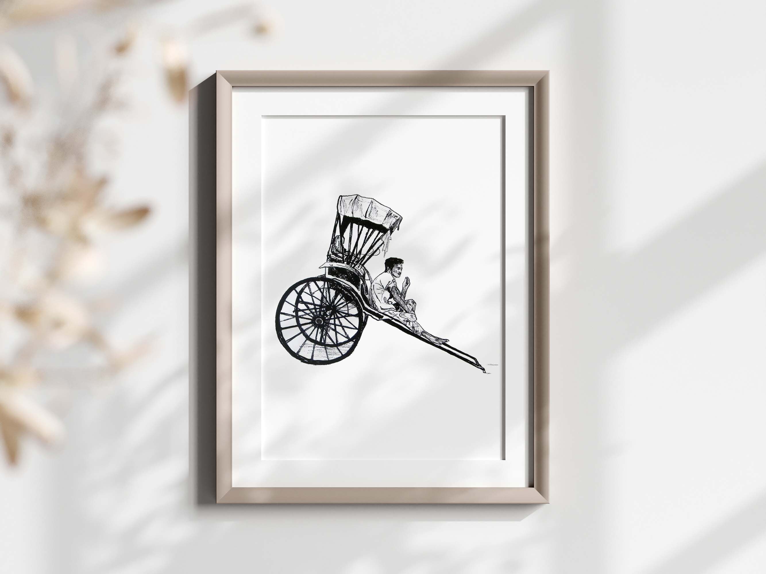 Digital Printable Wall Art, Rickshaw Puller, Ink Pen, Home Decor ...