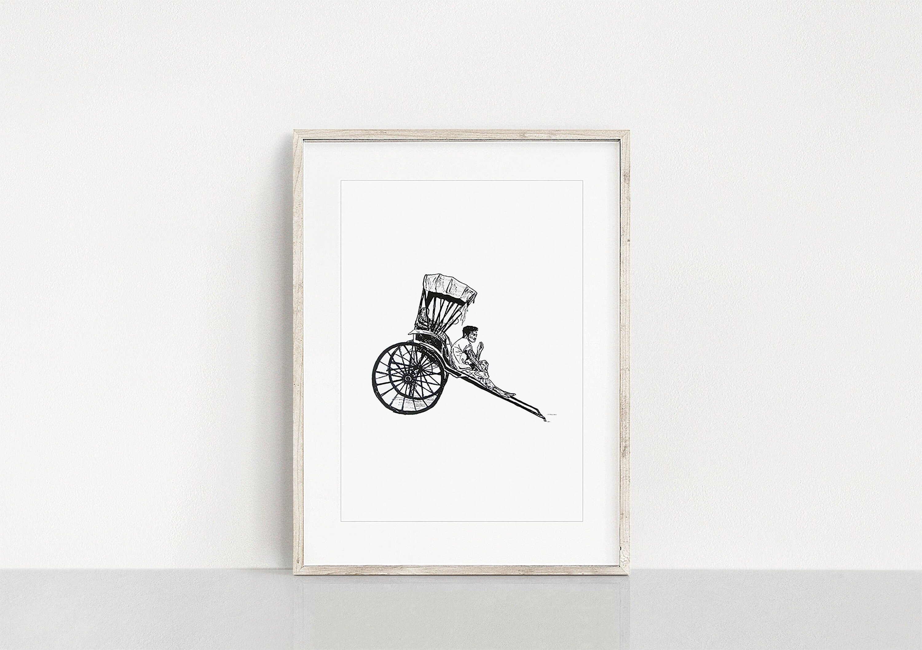 Digital Printable Wall Art, Rickshaw Puller, Ink Pen, Home Decor ...