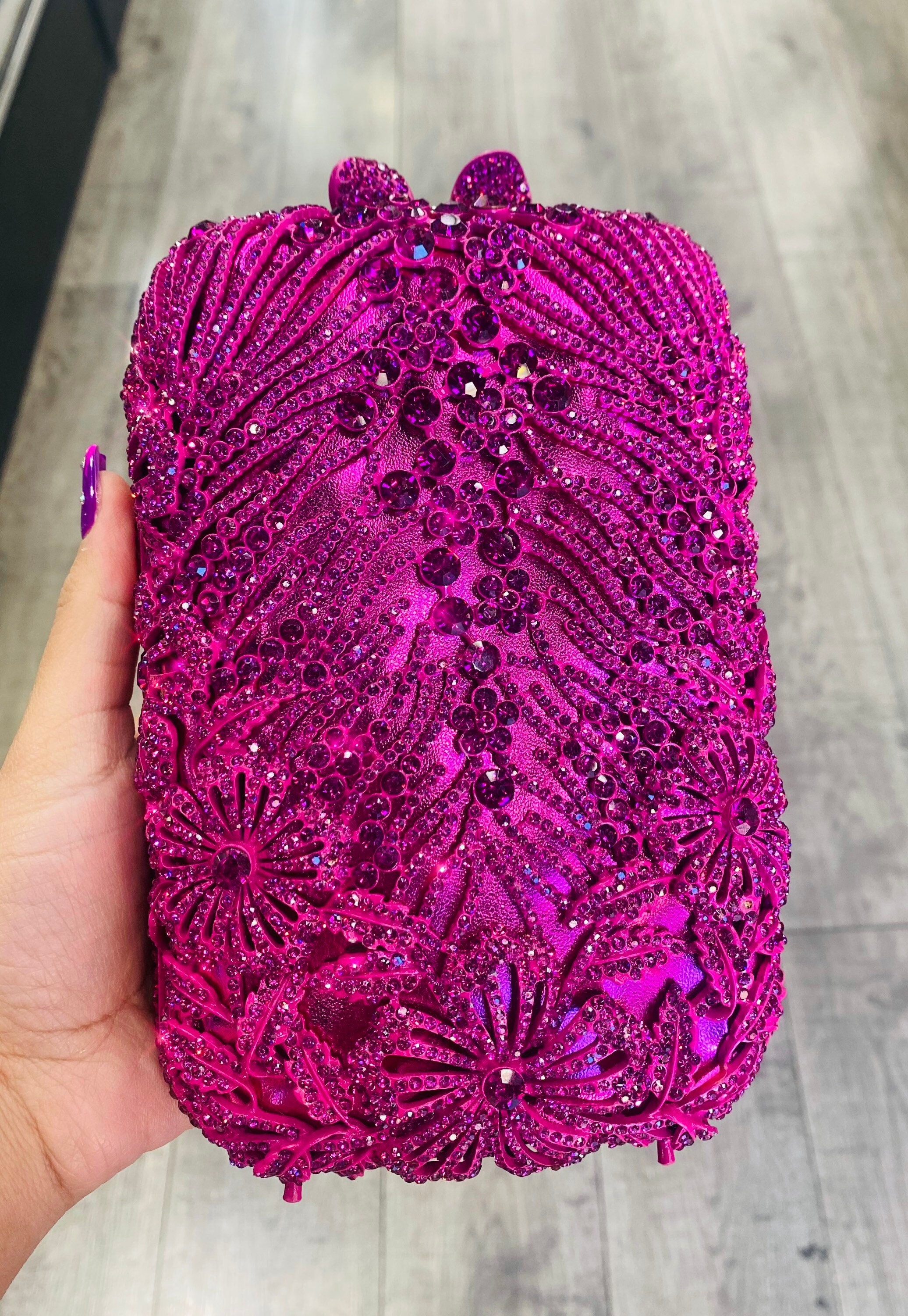 Buy Magenta Rhinestone Satin Evening Bag Online in India Etsy