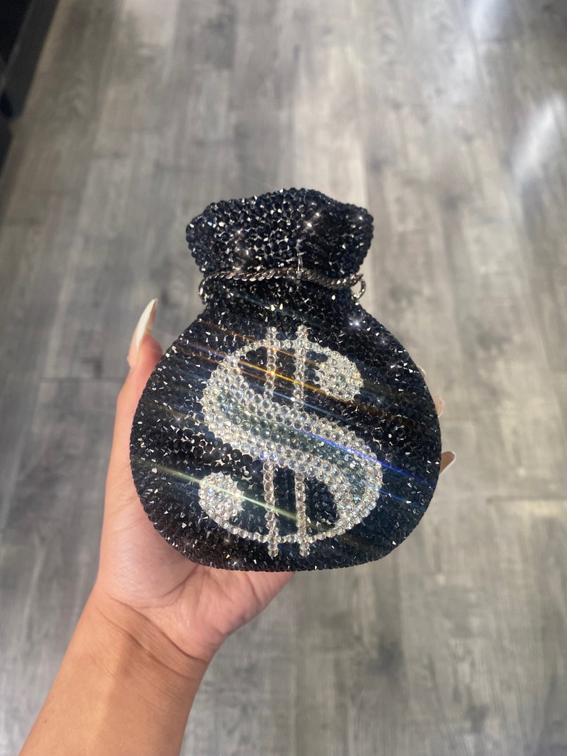 Rhinestone Money Bag in Black Etsy