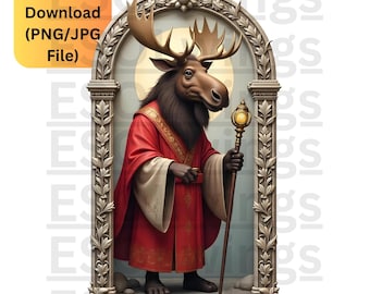 Happy Moose Saint Prayer Votive Candle Printout, PNG Prayer Candle Templates, Saint Image PNG, Digital Download prayer candle Png & Jpg